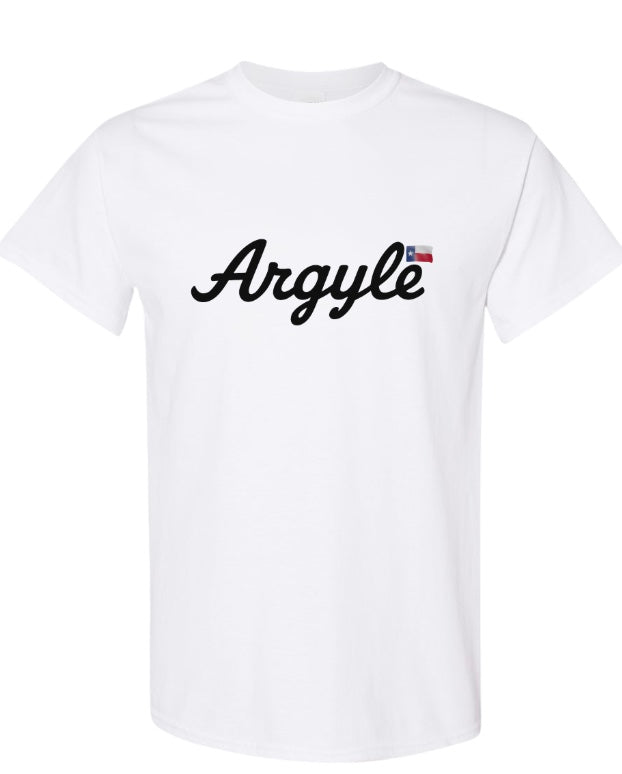 Argyle Cursive TX Flag Tee