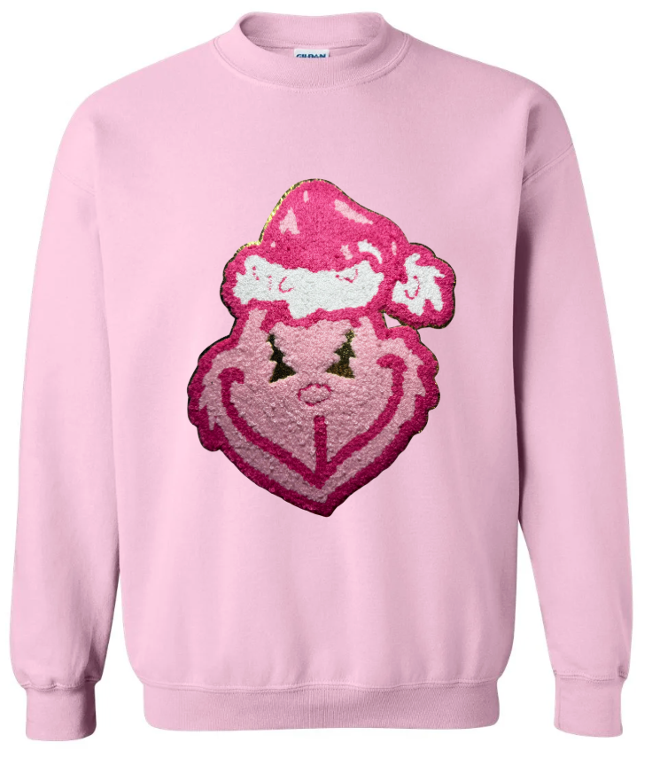 Pink Grinch Patch Sweatshirt