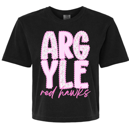 Argyle FLORAL - all school BLACK shirt