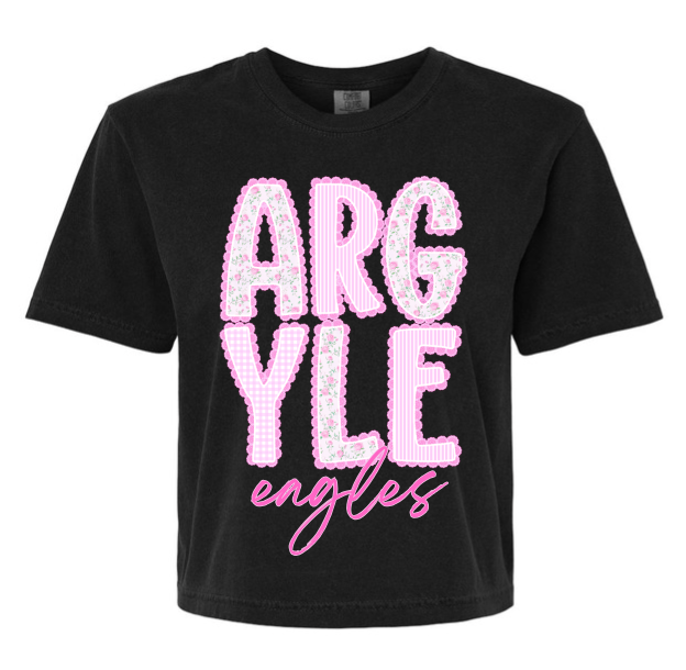 Argyle FLORAL - all school BLACK shirt