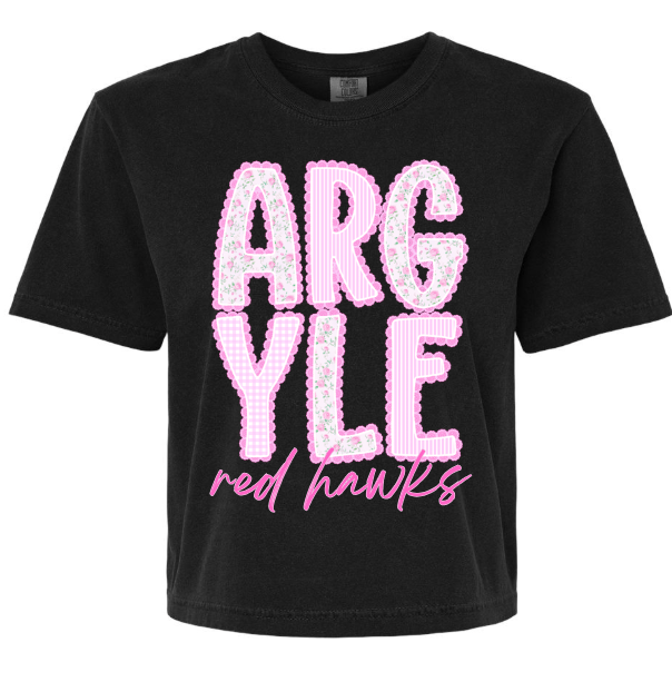 Argyle FLORAL - all school BLACK shirt