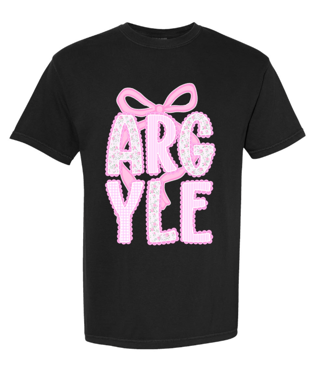 Argyle FLORAL - all school BLACK shirt