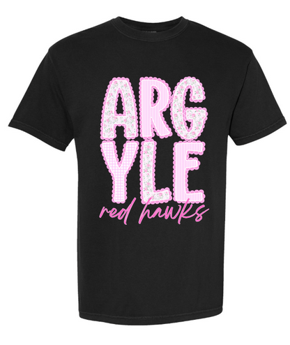 Argyle FLORAL - all school BLACK shirt