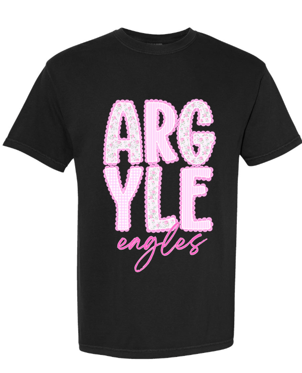 Argyle FLORAL - all school BLACK shirt
