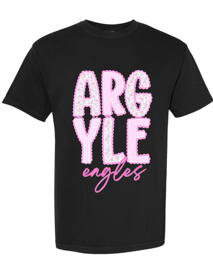 Argyle FLORAL - all school BLACK shirt